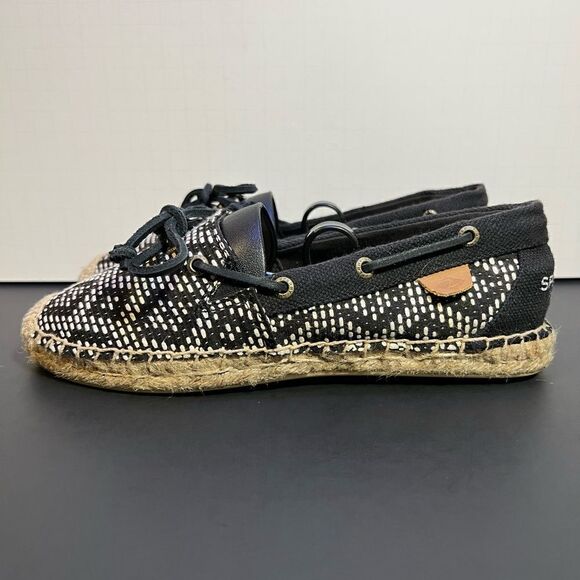 Womens SPERRY Top Sider Espadrilles Black Flat Shoes / Size 6.5 Medium - Picture 4 of 10
